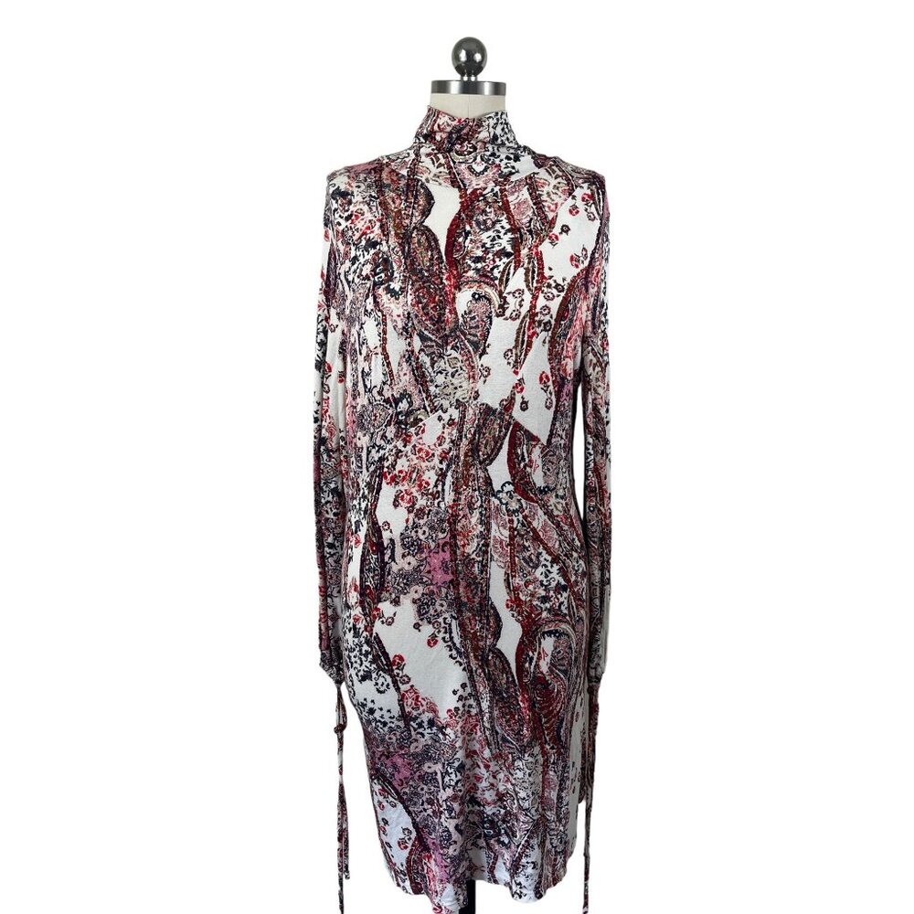 Free People White Multi Paisley Print Long Sleeve Dress